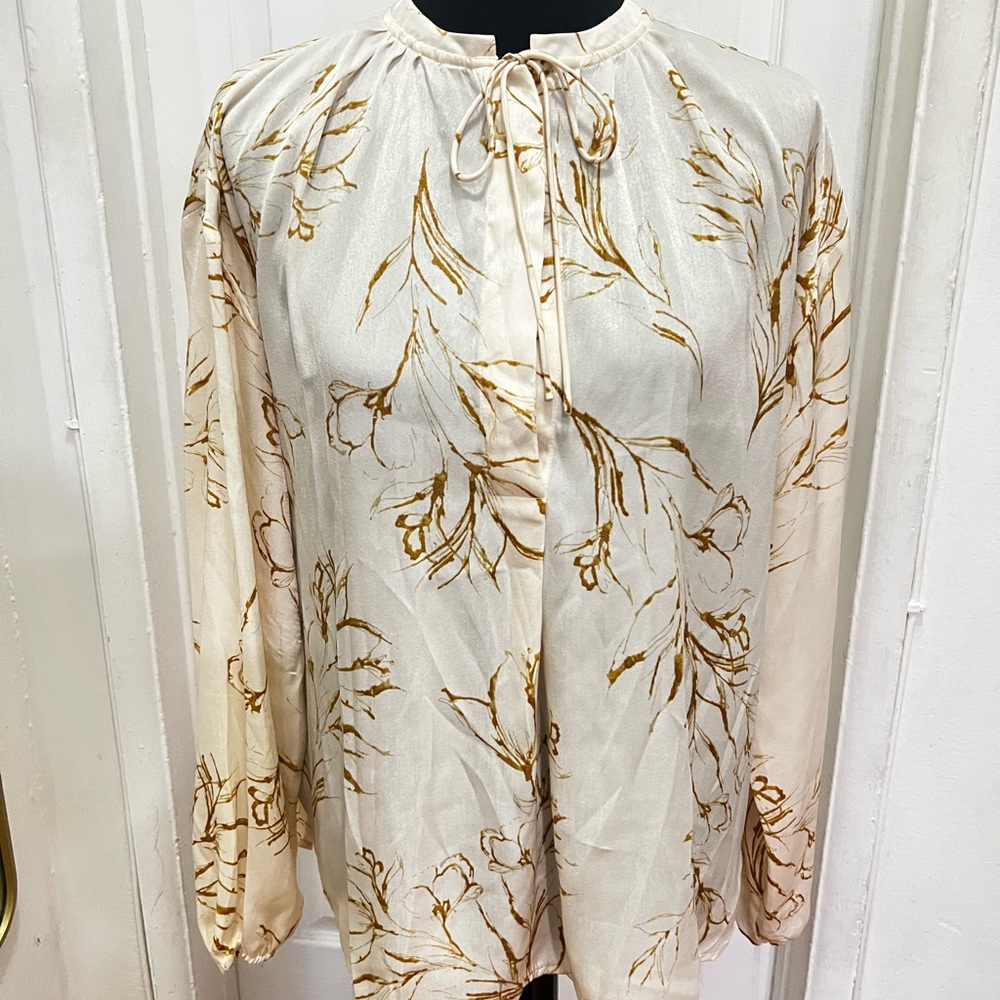 A New Day Cream and Gold Floral Blouse
